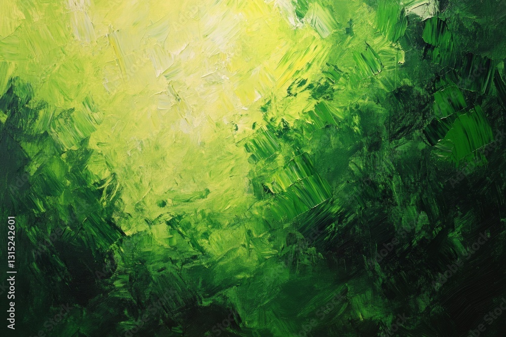 Poster this abstract green background features vibrant brush strokes and textures, creating a fresh and cal
