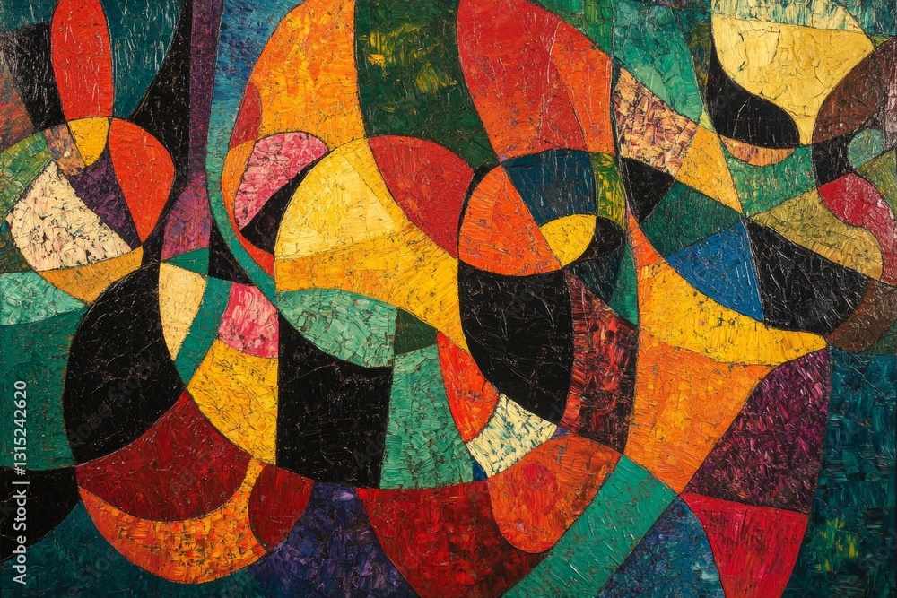 Poster this vibrant abstract artwork showcases a dynamic interplay of colors and shapes, featuring curves a