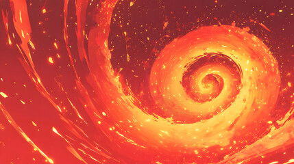 Abstract Fiery Vortex Swirling Inferno of Red and Orange Hues
