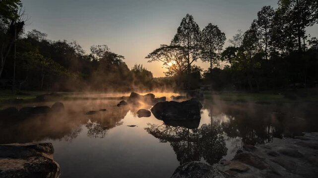 Jae Son Hot Springs, a popular natural tourist attraction in Lampang Province