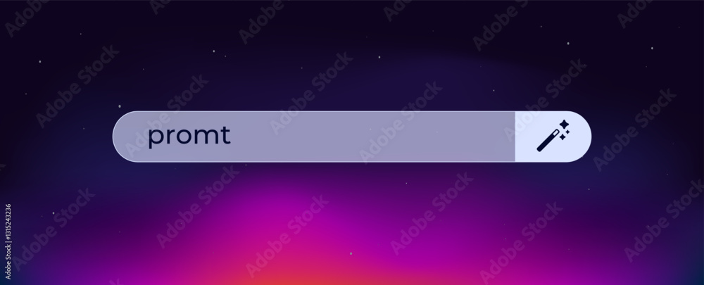 Poster a visually appealing search bar prominently featuring the word prompt written clearly within it for 