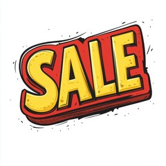 The word "SALE" in bold, comic book-style lettering on a white background.