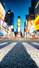 New York City Times Square pedestrian crossing at twilight