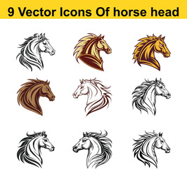 Fototapeta premium Horse head vector icons set illustration