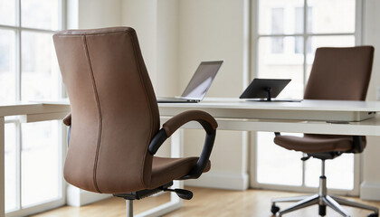 Modern office chairs in bright workspace
