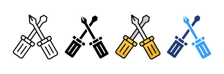 Screwdriver  Icon Set Multiple Style Collection
