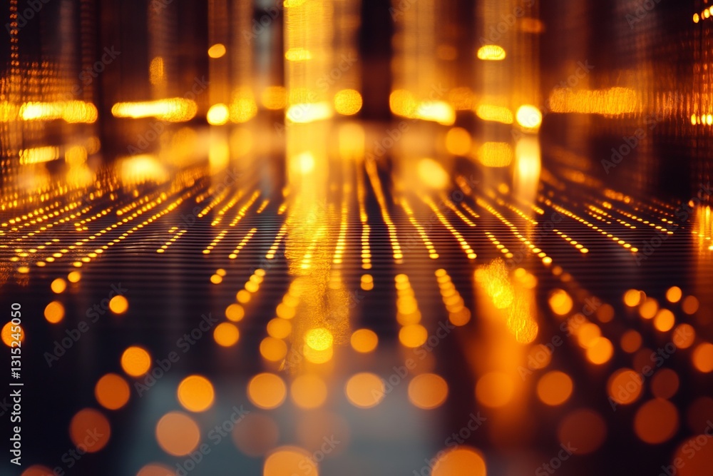 Poster Stunning abstract background featuring warm bokeh lights creating a mesmerizing visual effect. The soft glow and circular shapes add depth and ambiance.