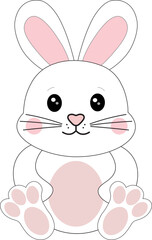 Cute Bunny Vector, Hand-drawn rabbit, Bunny Character, Easter Bunny Vector, Easter Art
