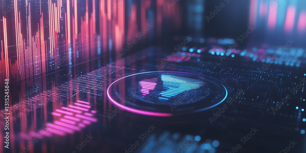 Poster this abstract digital background showcases glowing data visualization elements. perfect for technolo
