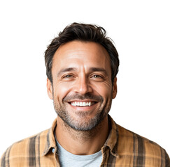 Obraz premium Smiling man portrait bright joy isolated on transparent background, png