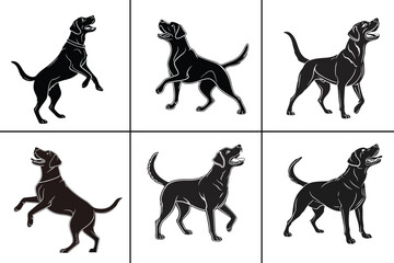 Happy Labrador Retriever Dog Silhouette - Vector Design Illustration
