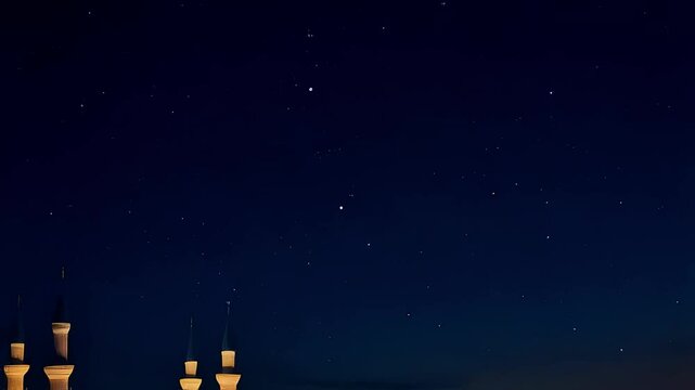 mosque in the mount with beautiful sky star.