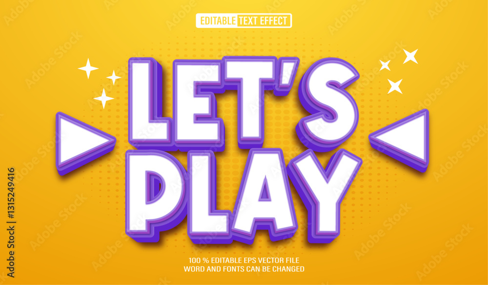 Poster editable 3d text style effect - let's play text effect template