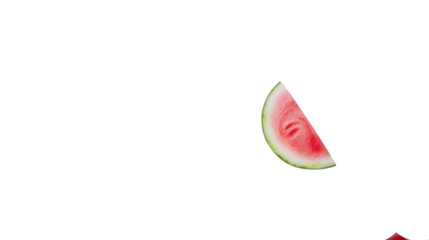 Single slice of watermelon rotating on transparent background