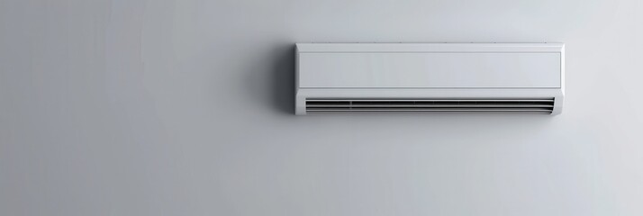Clean and simple air conditioner mounted on a white wall, perfect for guides and marketing materials featuring installation tips