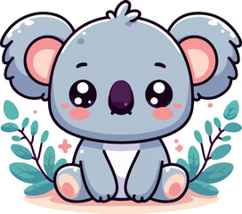 cute koala illustration kawaii style