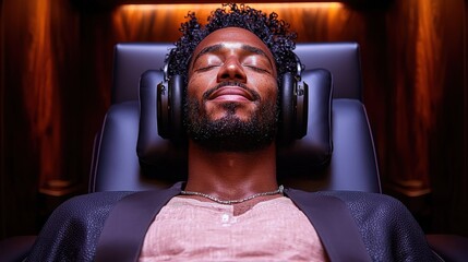 Patient undergoes pure tone audiometry test in soundproof booth