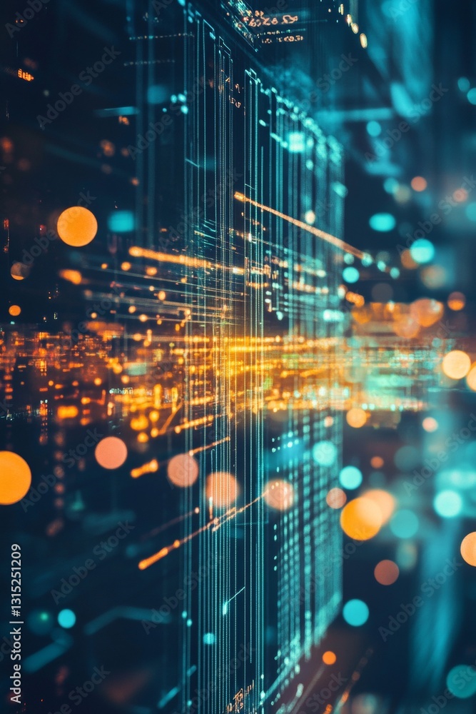 Poster abstract digital visualization of data transmission set against a futuristic background