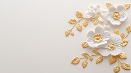 Obraz premium A wedding thank-you card in gold foil with embossed floral accents, sophisticated and heartfelt