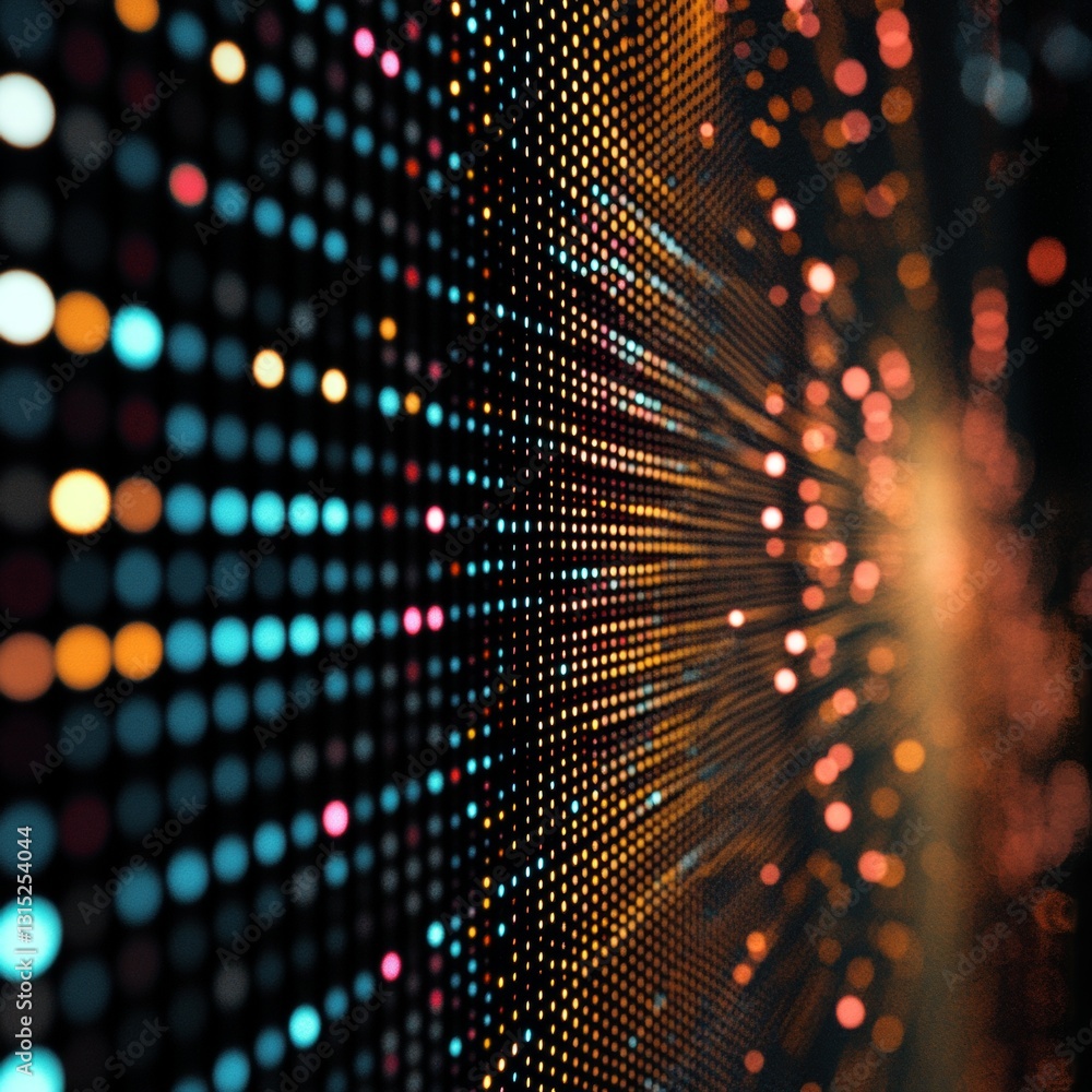 Poster vibrant abstract digital light patterns creating a dynamic visual experience in space