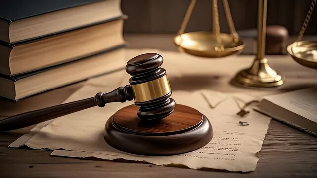 gavel scales of justice, and law books 