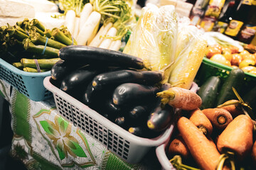 Eggplant at wet market Manila Philippines January 22 2025 