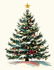 Fototapeta premium Festive Christmas Tree Card for Holiday Celebrations
