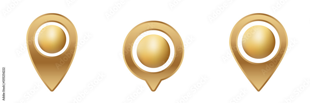 Poster three identical golden markers arranged in a line, each featuring a circular central element.