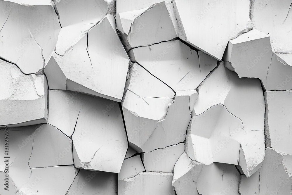 Poster this image features a cracked white wall showcasing a rough and abstract texture. the monochrome des