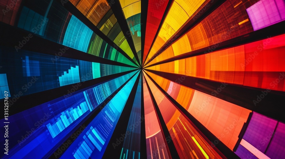 Poster Abstract Color Spectrum Radiating in Circular Form with Dynamic Lines and Vibrant Hues