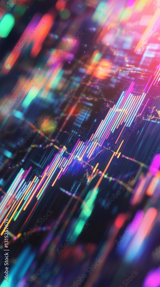 Poster dynamic colorful digital graph visualization representing data trends and analytics in technology