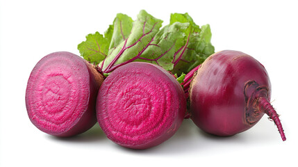 Fresh beetroot slices with leaves