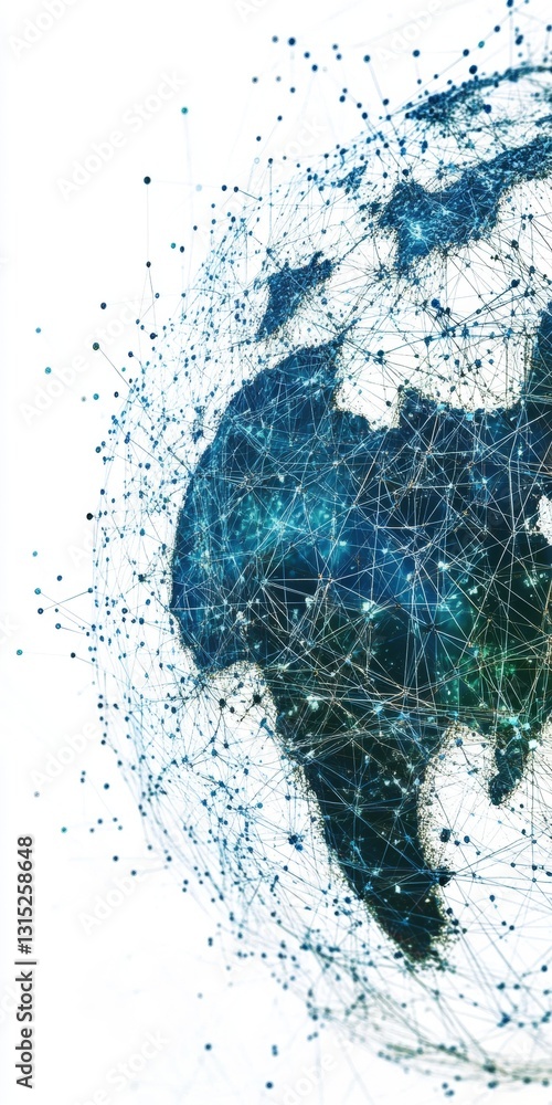 Poster Abstract Digital Globe Representing Global Connectivity and Data Network Through Particles and Lines