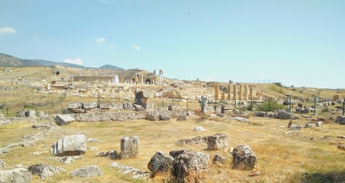Panoramic View of Hierapolis Archaeological Park with Amphitheater