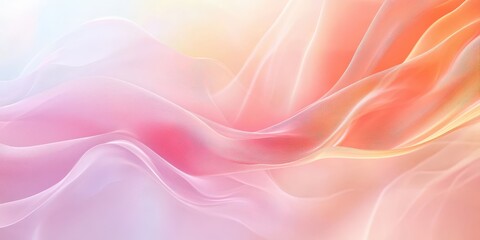 Ethereal Flowing Silk, Abstract Fabric Waves in Pastel Coral Hues