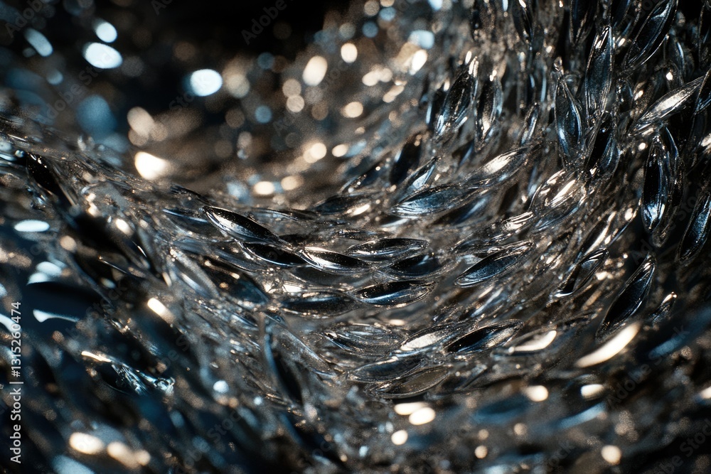Aufkleber abstract swirling mass of translucent, silver, leaf-like shapes, creating a mesmerizing visual textu