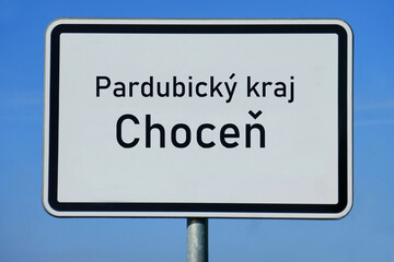 Ortsschild Pardubický kraj Choceň