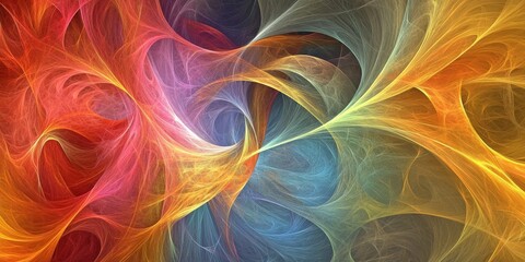 Naklejka premium Luminous fractal ribbons creating an ethereal, colorful ambiance