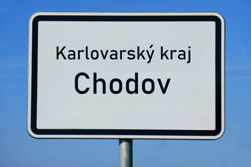 Ortsschild Karlovarský kraj Chodov