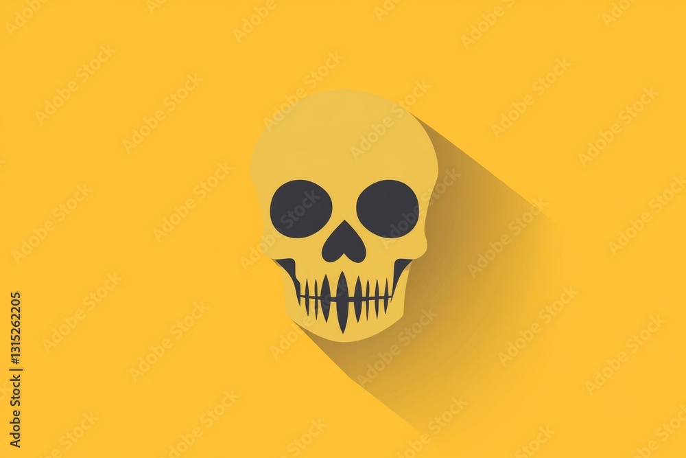 Poster this image features a yellow skull icon set against a dark background. the design includes a long sh
