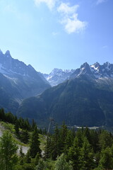 Obraz premium Mont Blanc-Gruppe ueber dem Tal von Chamonix