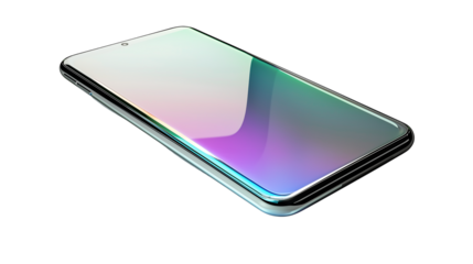 Png Sleek Smartphone Display, Iridescent Glass, Modern Design, Technology, Mobile Phone, Premium, Elegant isolated on transparent background