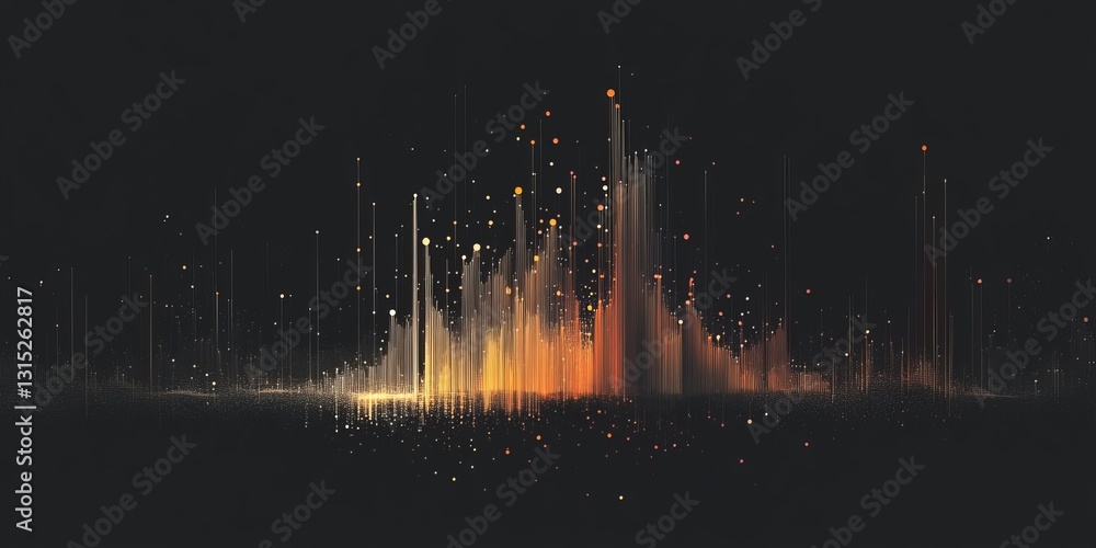 Poster vibrant abstract representation of digital sound waves featuring colorful light bursts against a dar