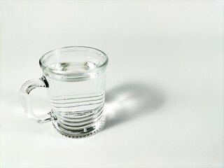 glass of water on white background