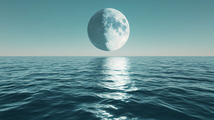 Isolated lunar body suspended in infinite space, vastness, moon, boundless. Boundless - Ocean. Illustration