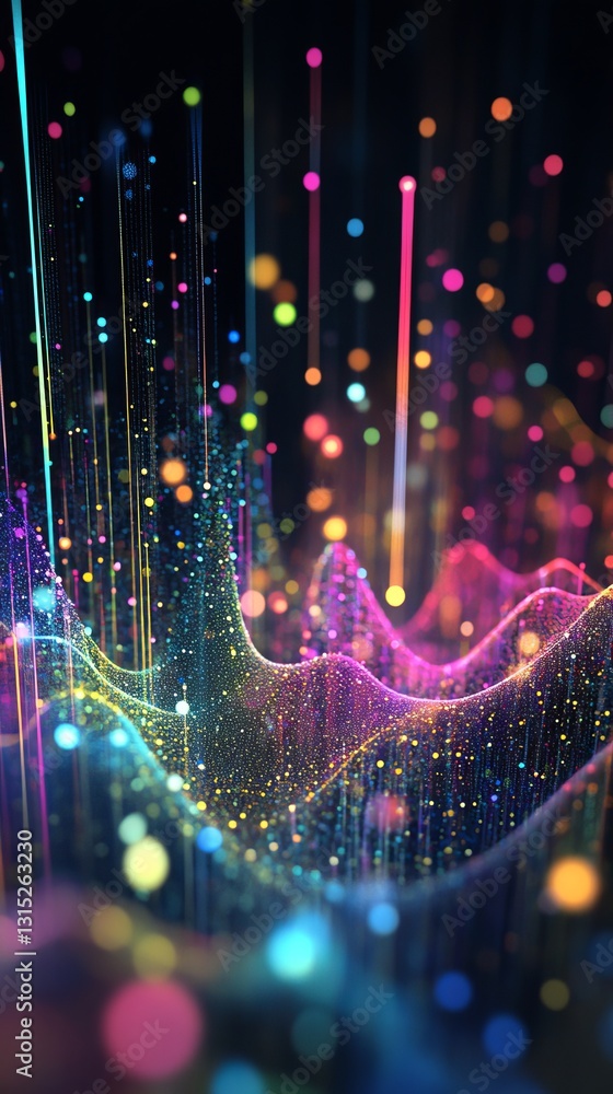 Aufkleber abstract colorful light waves with sparkling bokeh effects