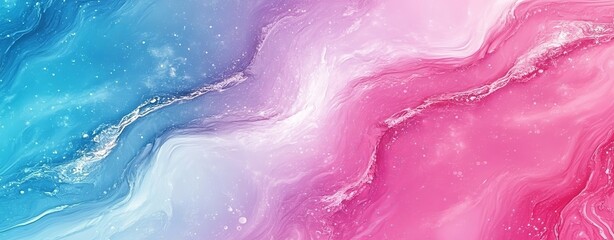 Obraz premium A colorful sky with fluffy clouds in blue and pink, creating a calm and dreamy atmosphere