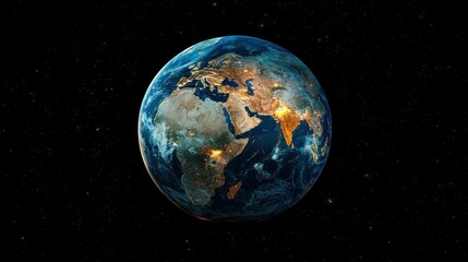 Fototapeta premium Earth from space, night view, glowing continents