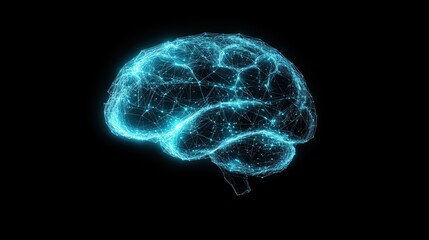 Abstract representation of a brain with glowing neural network