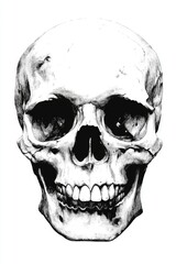 Obraz premium Minimalist Artwork of a Human Skull on a Clean White Background for Halloween Vibes